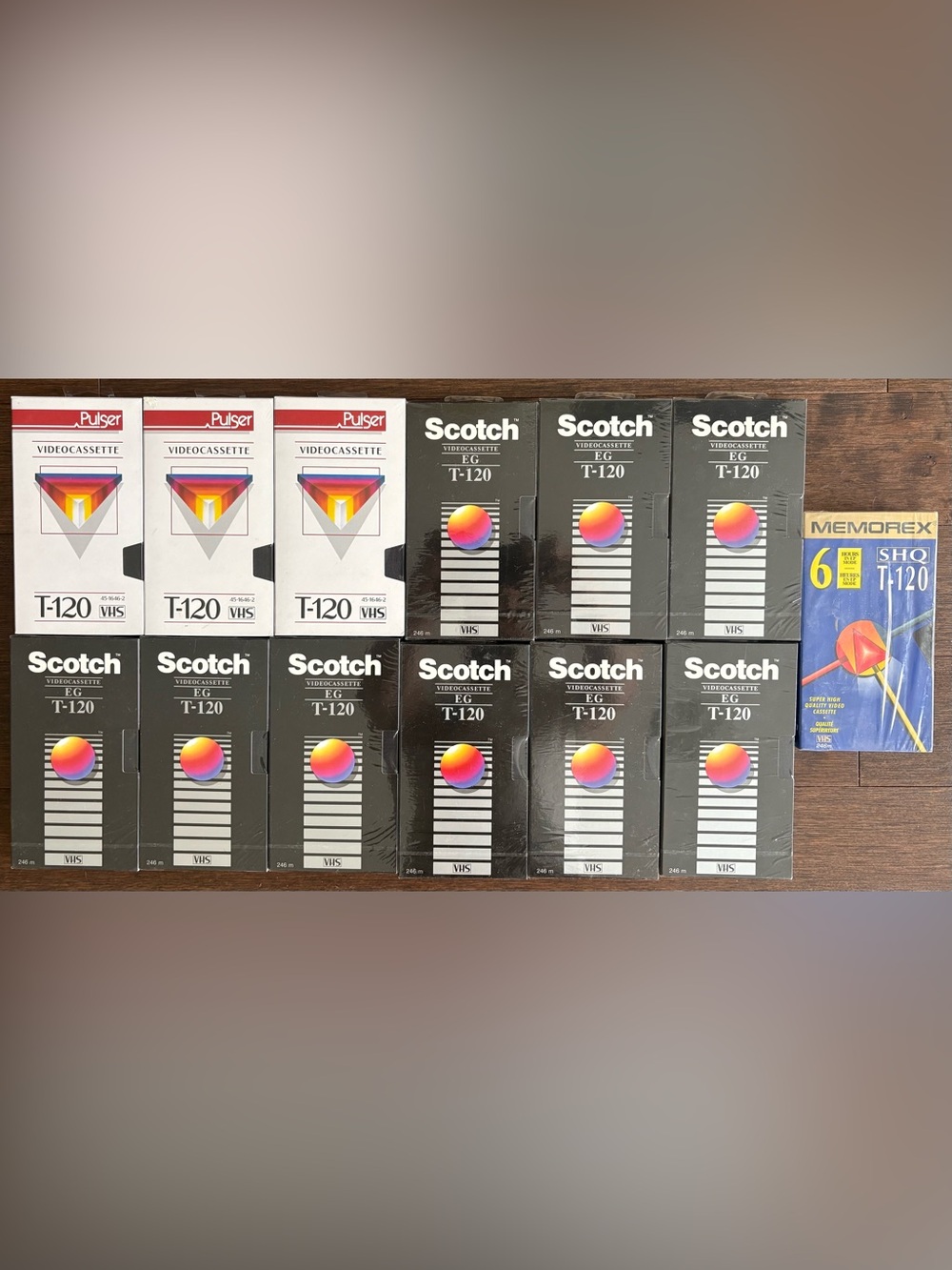 Scotch, Pulser, Memorex Videocassette LOT of 13 BLANK Sealed EG SHQ T-120 VHS